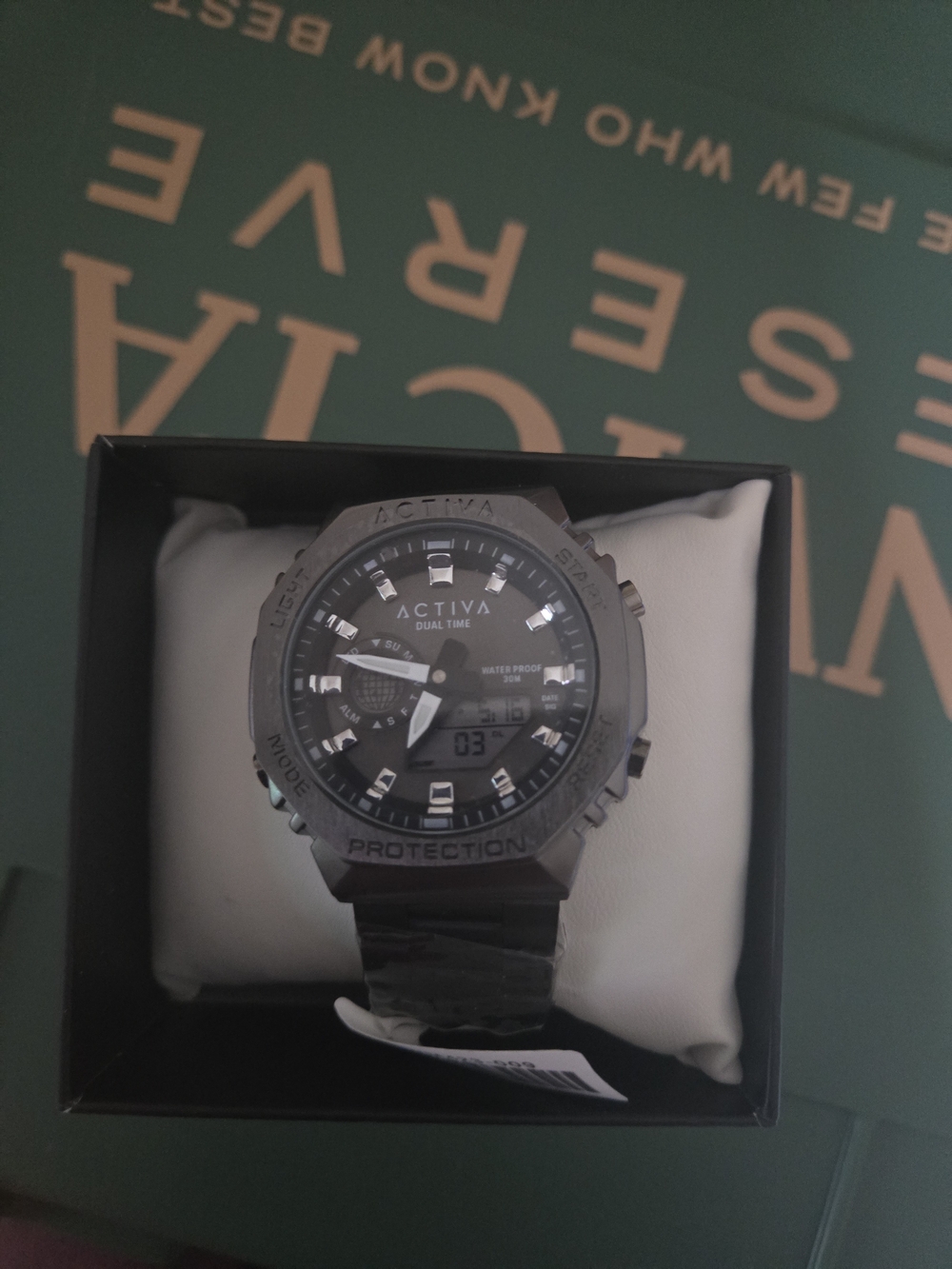 Active USA Men's Metallic Gray and Black Chronograph Watch